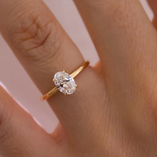 1.0 - 3.0 CT Oval  Lab Grown Diamond Hidden Halo Style Engagement Ring