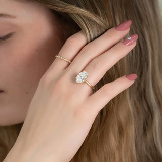 2.0-4.0 CT Oval  Lab Grown Diamond Hidden Halo Setting Engagement Ring