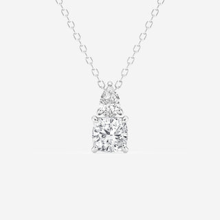 1.0 TCW Cushion & Pear Moissanite Diamond Two Stone Necklace - violetjewels