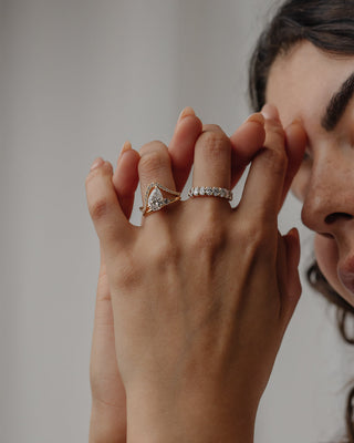 0.28 TCW Round Lab Grown Diamond Curved Pave Wedding Band