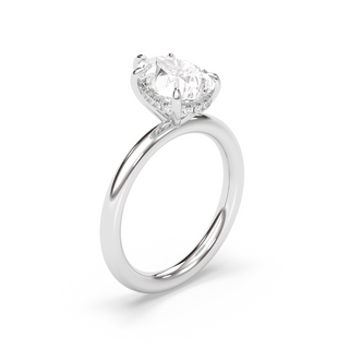 1.0-3.0 CT Pear Diamond Hidden Halo Engagement Ring