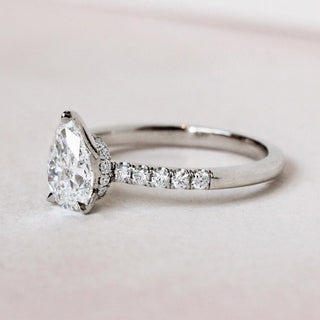 1.0-3.0 CT Pear  Lab Grown Diamond Pave Style Engagement Ring