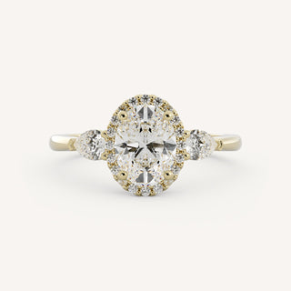 1.20 CT - 3.50 CT Oval Three Stone Diamond Engagement Ring