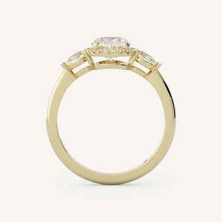 1.20 CT - 3.50 CT Oval Three Stone Diamond Engagement Ring