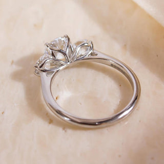 2.0 - 4.0 CT Round  Lab Grown Diamond Three Stone Style Engagement Ring