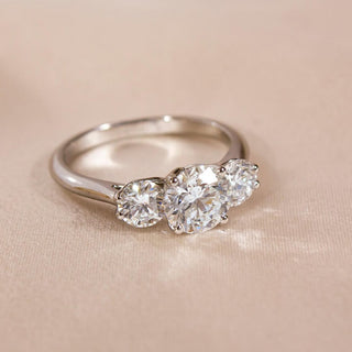 2.0 - 4.0 CT Round  Lab Grown Diamond Three Stone Style Engagement Ring