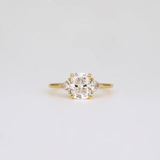 1.52 -3.50 CT Cushion  Lab Grown Diamond Three Stone Engagement ring
