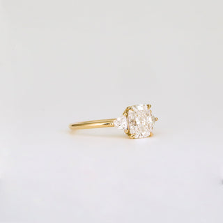 1.52 -3.50 CT Cushion  Lab Grown Diamond Three Stone Engagement ring