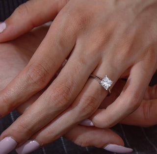 1.50 - 3.50 CT Princess  Lab Grown Diamond Hidden Halo Style Engagement Ring