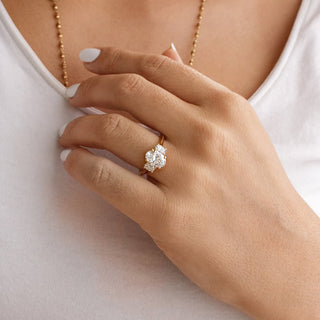 1.60-3.50 CT Oval  Lab Grown Diamond Three Stone Style Engagement Ring