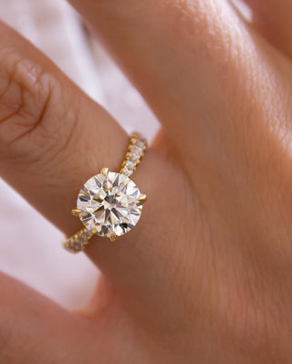 2.37 - 4.37 CT Round  Lab Grown Diamond Pave Style Engagement Ring