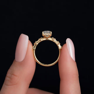 1.0-3.0 CT Radiant  Lab Grown Diamond Dainty Setting Engagement Ring