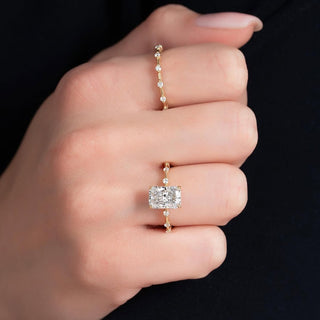 1.0-3.0 CT Radiant  Lab Grown Diamond Dainty Setting Engagement Ring