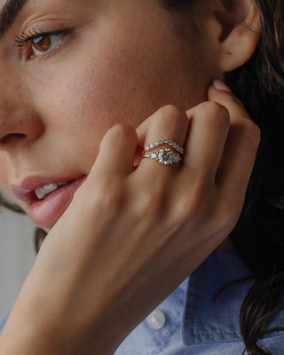 1.21-3.0 CT Round  Lab Grown Diamond Three Stone Engagement ring