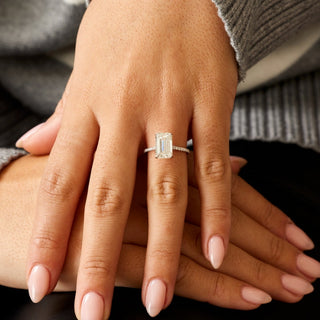 2.50 CT-4.50 CT Emerald G- VS Pave Diamond Engagement Ring - violetjewels