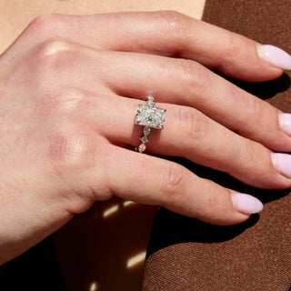 2.0 CT-4.0 CT Radiant G- VS Diamond Engagement Ring With Dainty Setting - violetjewels