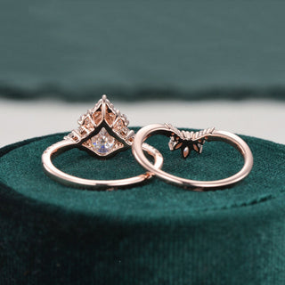 1.50 CT Pear Cut Cluster Moissanite Bridal Ring Set - violetjewels