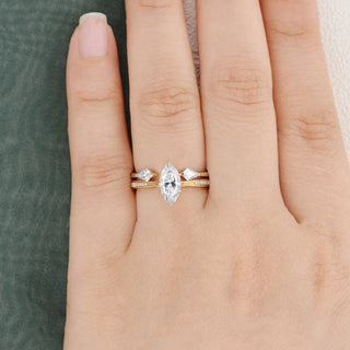 1.0 CT Marquise Cut Pave Moissanite Bridal Ring Set - violetjewels