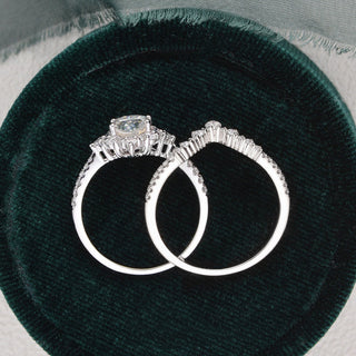 1.50 CT Pear Cut Cluster Moissanite Bridal Ring Set - violetjewels