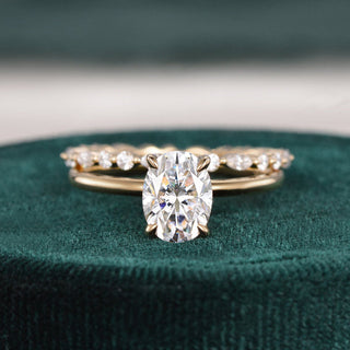 1.50 CT Oval Cut Solitaire Moissanite Bridal Ring Set - violetjewels