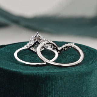 1.50 CT Pear Cut Cluster Moissanite Bridal Ring Set - violetjewels