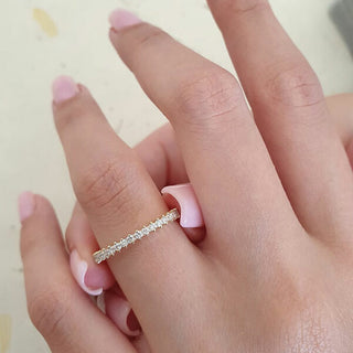 0.20 TCW Round Cut Half Eternity Moissanite Wedding Band - violetjewels