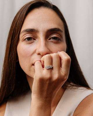 0.92 TCW Round & Marquise EF-VVS Diamond Cluster Wedding Band