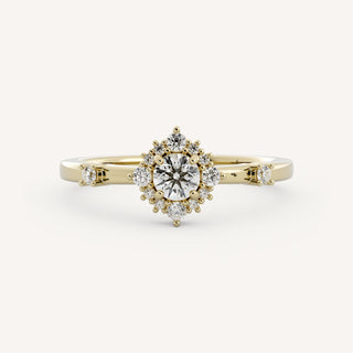 0.25-2.25 CT Round Diamond Halo Engagement Ring