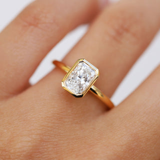 1.50-3.50 CT Radiant  Lab Grown Diamond Bezel Engagement Ring