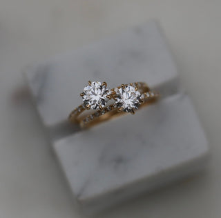 0.75 Carat Round CVD Diamond Engagement Ring with Pave Setting – E Color, VS1 Clarity, Lab-Grown Sparkle