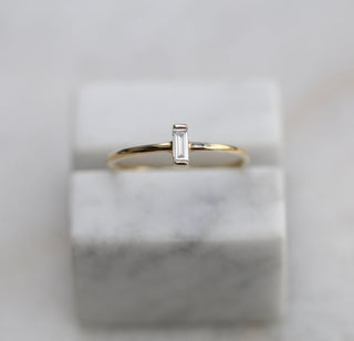 0.11 CT Baguette Solitaire CVD E/VS1 Diamond Engagement Ring - violetjewels