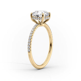 1.50–3.50 CT Oval CVD Diamond Engagement Ring with Hidden Halo and Pave – Lab-Grown Diamond Ring with Elegant Design