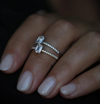 0.50 CT Emerald Solitaire CVD E/VVS1 Diamond Engagement Ring - violetjewels