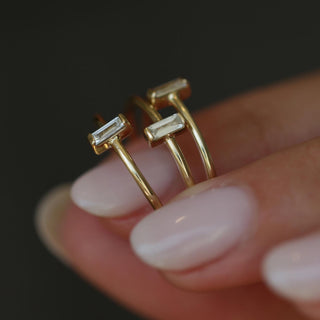 0.11 CT Baguette Solitaire CVD E/VS1 Diamond Engagement Ring - violetjewels