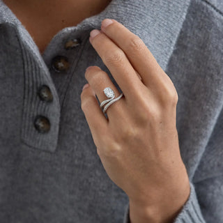 1.0-3.0 CT Oval Shaped Lab Grown Diamond Unique Engagement Ring