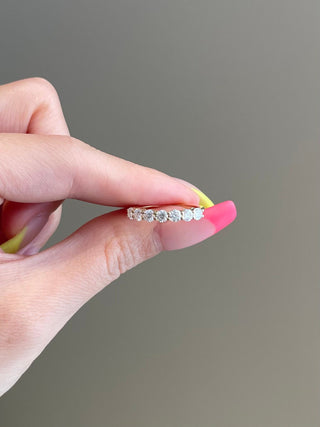 0.70 TCW Round Shaped Moissanite Seven Stones Wedding Band - violetjewels