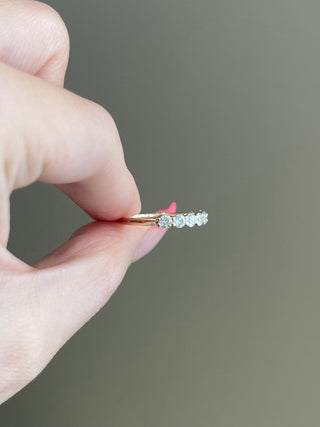 0.70 TCW Round Shaped Moissanite Seven Stones Wedding Band - violetjewels