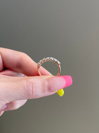 0.70 TCW Round Shaped Moissanite Seven Stones Wedding Band - violetjewels