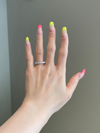 0.70 TCW Round Shaped Moissanite Seven Stones Wedding Band - violetjewels