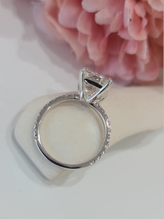 2.0 CT-4.0 CT Cushion Pave Setting G/VS2 Lab Grown Diamond Engagement Ring - violetjewels