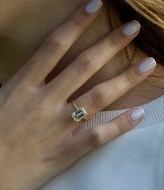 1.0 CT-3.0 CT Emerald D-VS1 Diamond Engagement Ring With Hidden Halo Setting - violetjewels