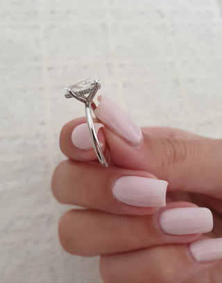 1.7ct Pear F-VS1 Diamond Hidden Halo Engagement Ring - violetjewels