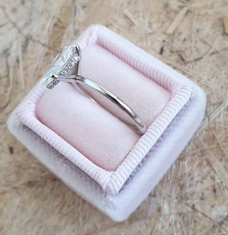 1.7ct Pear F-VS1 Diamond Hidden Halo Engagement Ring - violetjewels