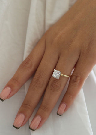 3.03ct Radiant F-VS2 Diamond Engagement Ring With Hidden Halo Setting - violetjewels