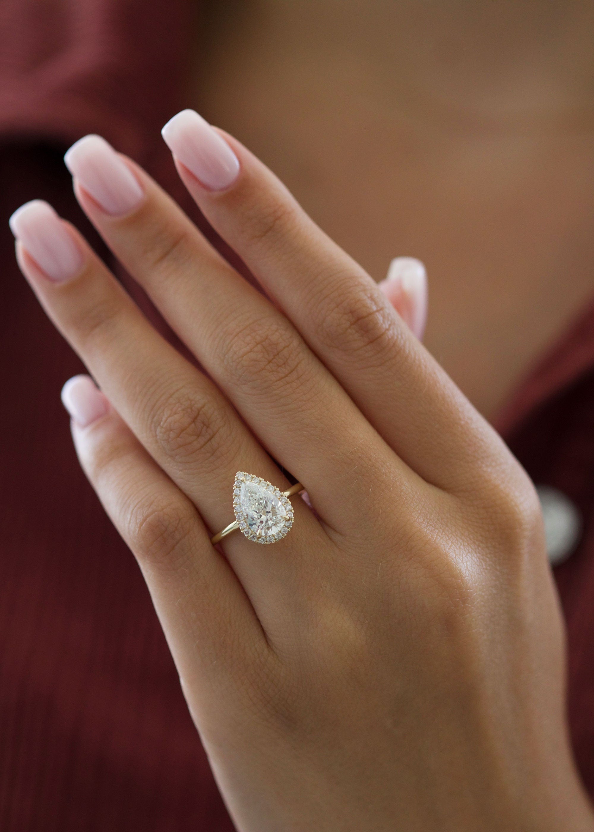 2ct pear halo engagement ring sales