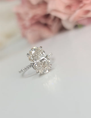 3.0 CT Oval Cut Hidden Halo G/VS1 Lab Grown Diamond Engagement Ring - violetjewels