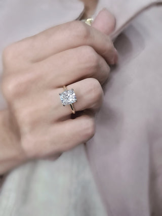 3.0 CT Cushion Hidden Halo G/VS1 Lab Grown Diamond Engagement Ring - violetjewels