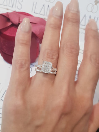 3.0 CT Radiant Split Shank F/VS1 Lab Grown Diamond Engagement Ring - violetjewels