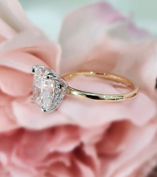 3.0 CT Cushion Hidden Halo G/VS1 Lab Grown Diamond Engagement Ring - violetjewels