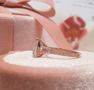 3.0 CT Radiant Split Shank F/VS1 Lab Grown Diamond Engagement Ring - violetjewels